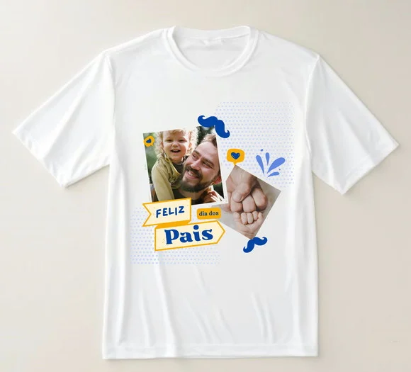Camiseta Feliz Dia dos Pais Personalizada com Fotos