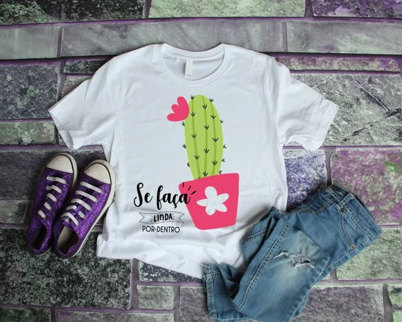 Camiseta Feminina Cactus Se Faça Linda