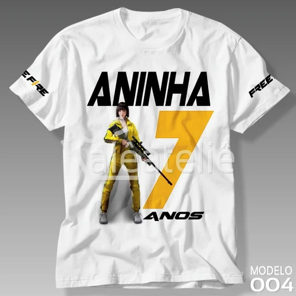 Camiseta Free Fire Kelly Personalizada Infantil Adulto