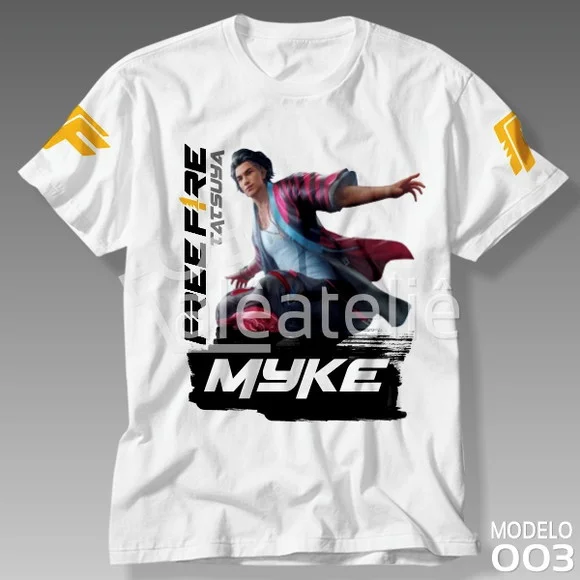 Camiseta Free Fire Tatsuya Personalizada Infantil Adulto