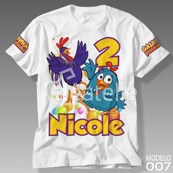 Camiseta Galinha Pintadinha Festa Aniversário Galo Carijó