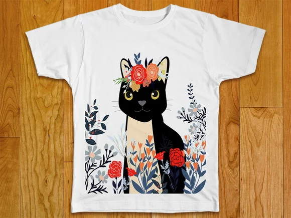 Camiseta Gato Floral