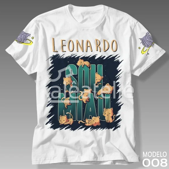 Camiseta Gato Galáctico Sou Miau Personalizada com Nome
