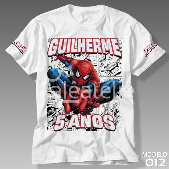 Camiseta Homem Aranha Aniversario Festa Infantil