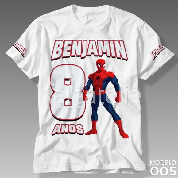 Camiseta Homem Aranha Festa Infantil Personalizada