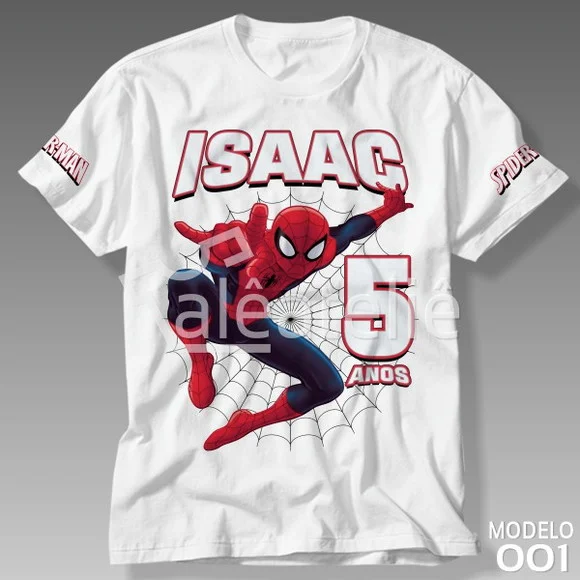 Camiseta Homem Aranha Festa Infantil Spiderman Personalizada