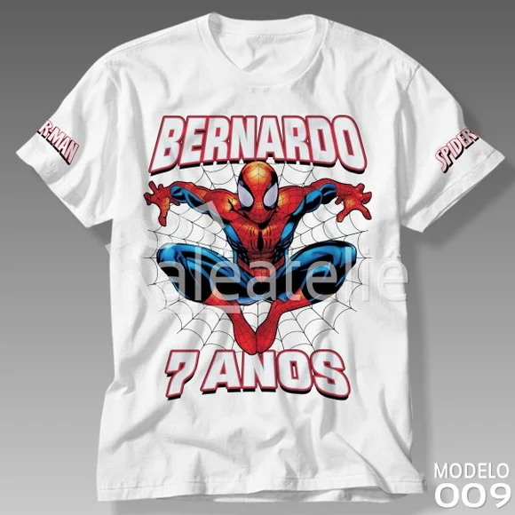 Camiseta Homem Aranha Infantil Personalizada