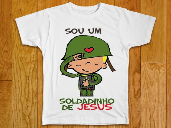 Camiseta Infantil Sou Um Soldadinho de Jesus