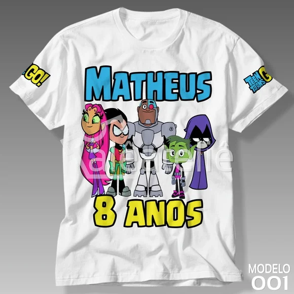 Camiseta Jovens Titans Robin Cyborg Ravena Mutano Teen Titan