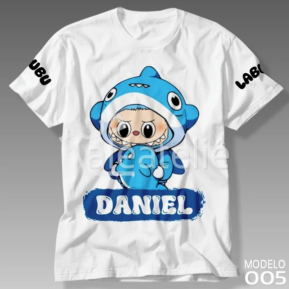 Camiseta Labubu Baby Shark Festa Plush Toy Personalizada