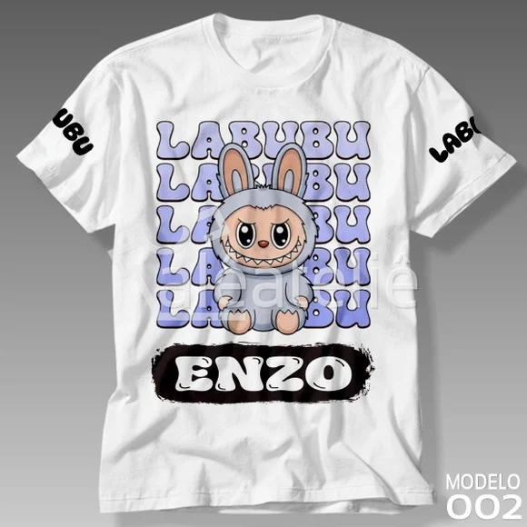 Camiseta Labubu Plush Toy Infantil Festa Personalizada