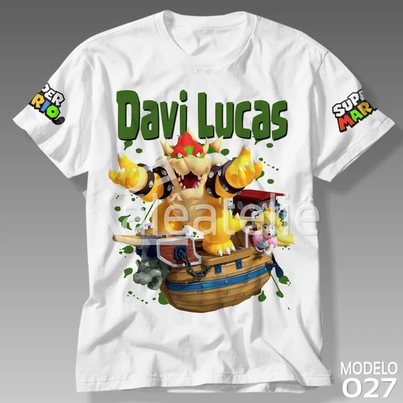 Camiseta Mario Bros Bowser Luigi Peach Yoshi Personalizada