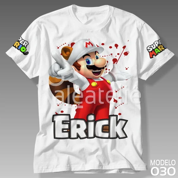Camiseta Mario Bros Luigi Peach Toad Yoshi Personalizada
