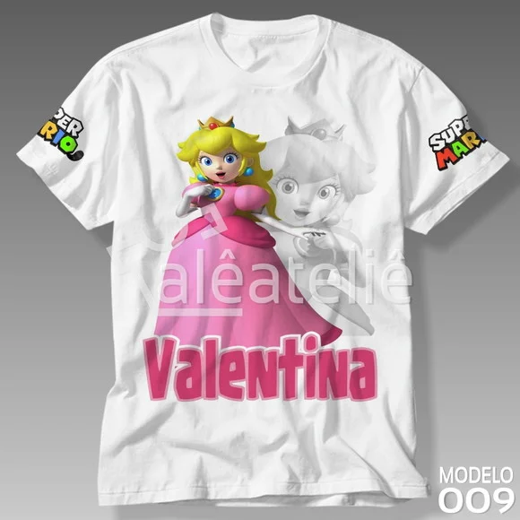 Camiseta Mario Bros Luigi Peach Toad Yoshi Personalizada