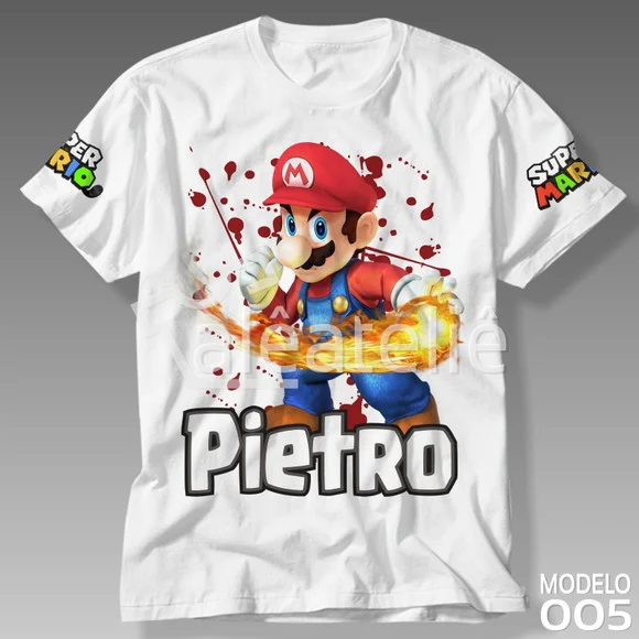 Camiseta Mario Bros Luigi Peach Toad Yoshi Personalizada