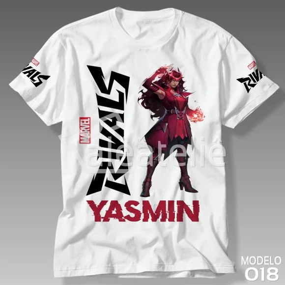 Camiseta Marvel Rivals Feiticeira Escarlate Infantil Adulto