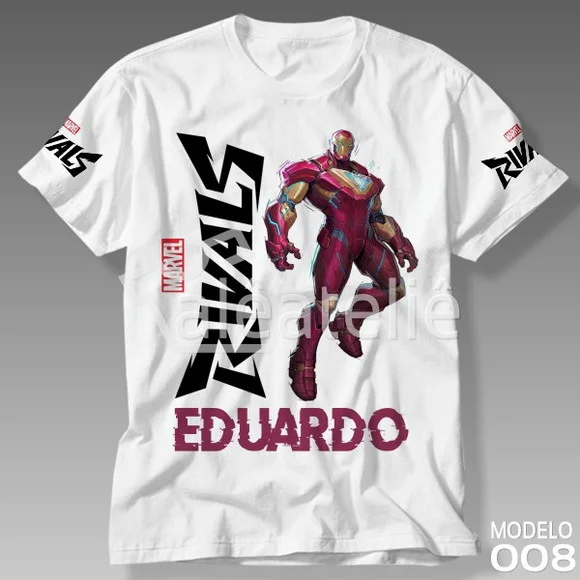 Camiseta Marvel Rivals Homem de Ferro Infantil Adulto