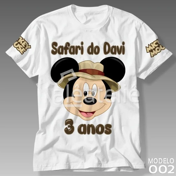 Camiseta Mickey Safari Infantil Adulto Personalizada