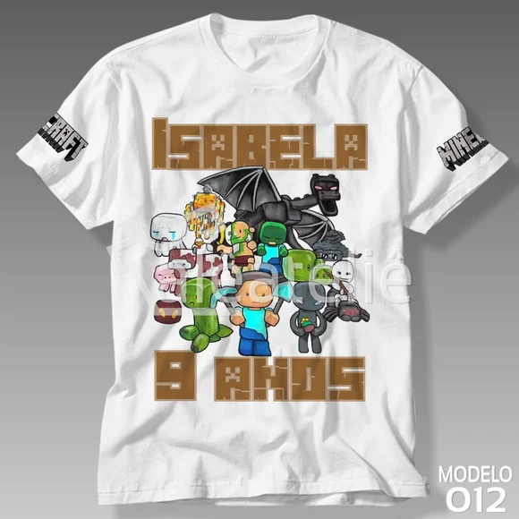Camiseta Minecraft Personalizada Camisa Aniversário