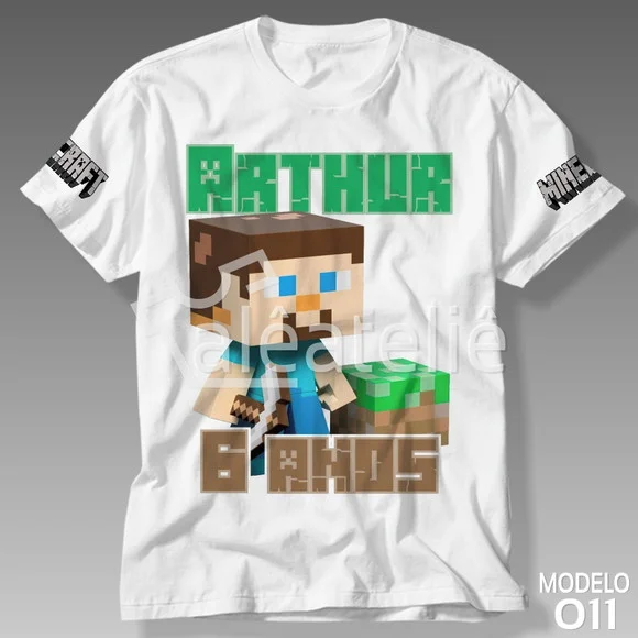 Camiseta Minecraft Personalizada Camisa Steve Festa