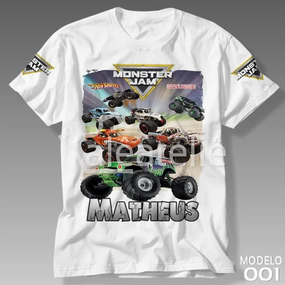 Camiseta Monster Jam Festa Infantil Adulto Personalizada