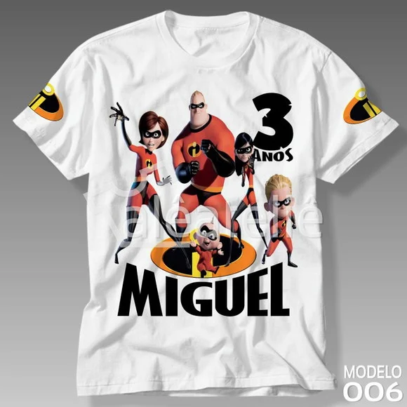 Camiseta Os Incríveis Personalizada Nome Festa Aniversário