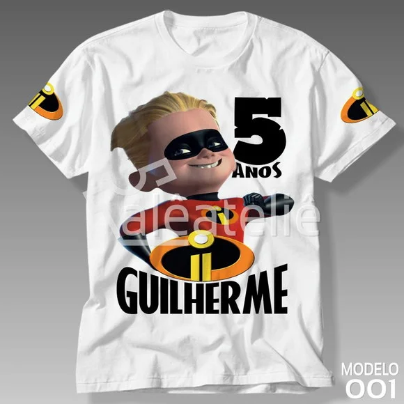 Camiseta Os Incríveis Personalizada Nome Festa Aniversário