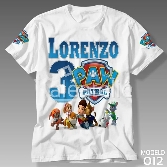 Camiseta Patrulha Canina Festa Ryder Chase Marshall Skye