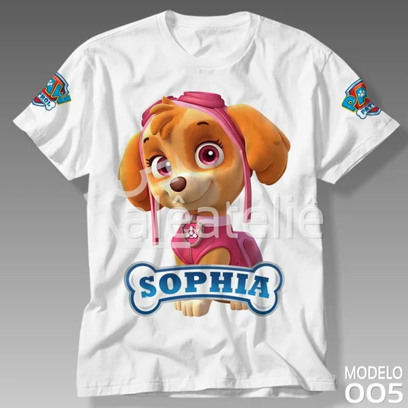 Camiseta Patrulha Canina Skye Ryder Chase Marshall Rocky