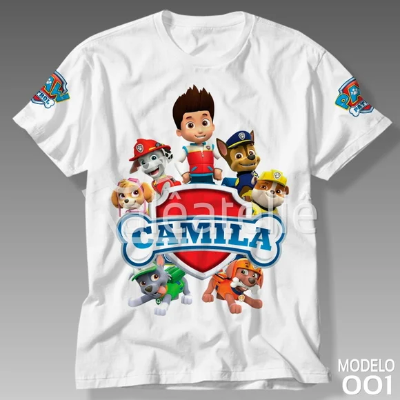 Camiseta Patrulha Canina Ryder Chase Marshall Skye Rocky