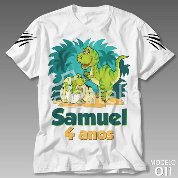 Camiseta Personalizada Dinossauro Infantil Juvenil Adulto