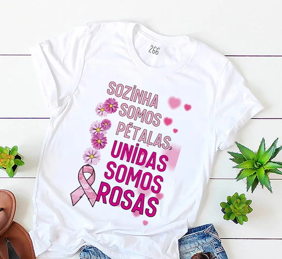 Camiseta Personalizada Outubro Rosa Conscientização