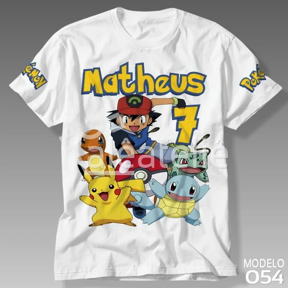 Camiseta Personalizada Pokemon Festa Infantil Aniversário