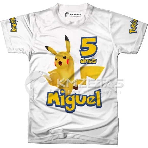 Blusa Pikachu Pokemon Festa Infantil Adulo Personalizada