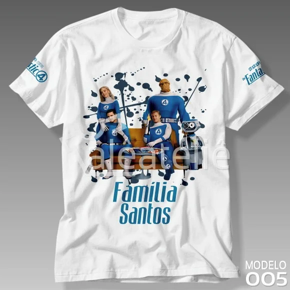 Camiseta Quarteto Fantástico Fantastic Family Personalizada