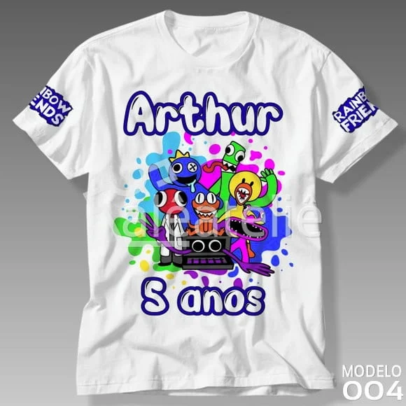Camiseta Rainbow Friends Festa Aniversário Personalizada