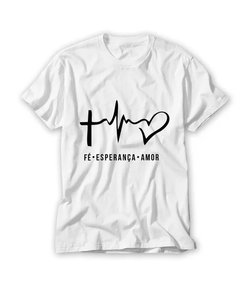 Camiseta Religiosa Fé Esperança Amor