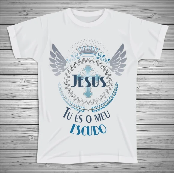 Camiseta Religiosa Jesus Tu És Meu Escudo