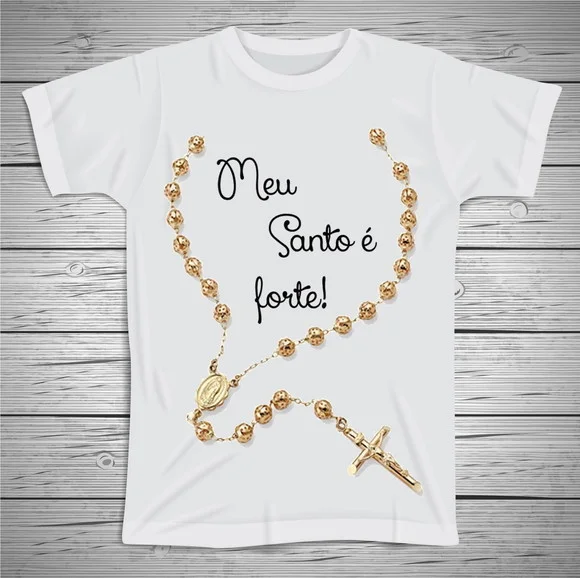 Camiseta Religiosa Meu Santo É Forte