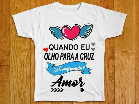 Camiseta Religiosa Quando Olho Para Cruz
