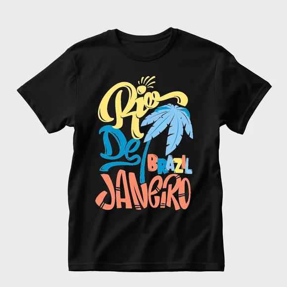 Camiseta Preta Algodão Rio de Janeiro