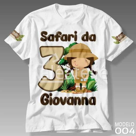 Camiseta Safari Menina Festa Infantil Personalizada
