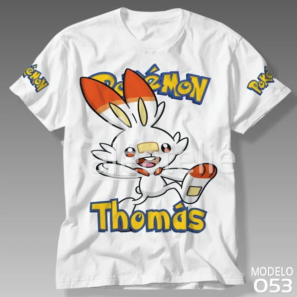 Camiseta Scorbunny Pokemon Infantil Adulo Personalizada