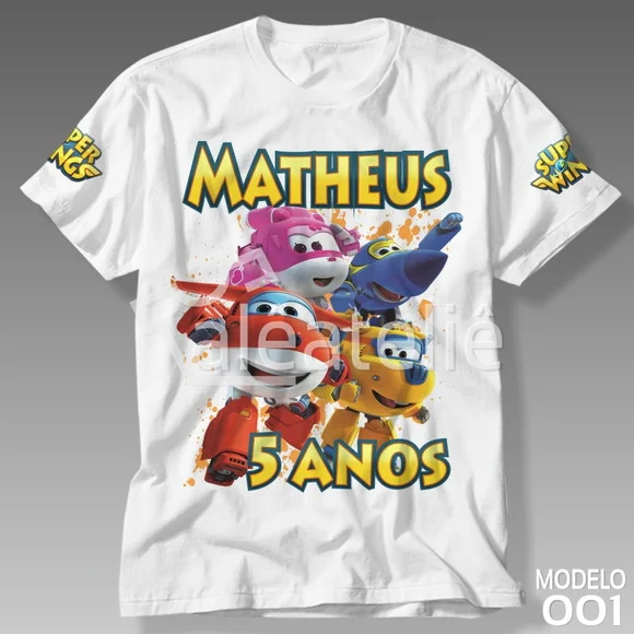 Camiseta Super Wings Festa Infantil Personalizada
