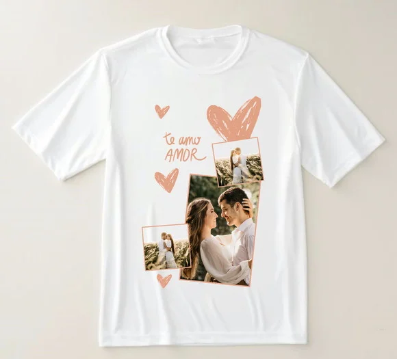 Camiseta Te Amo Personalizada com Fotos