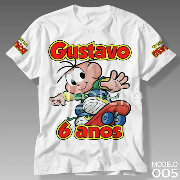 Camiseta Turma da Mônica Infantil Personalizada com Nome