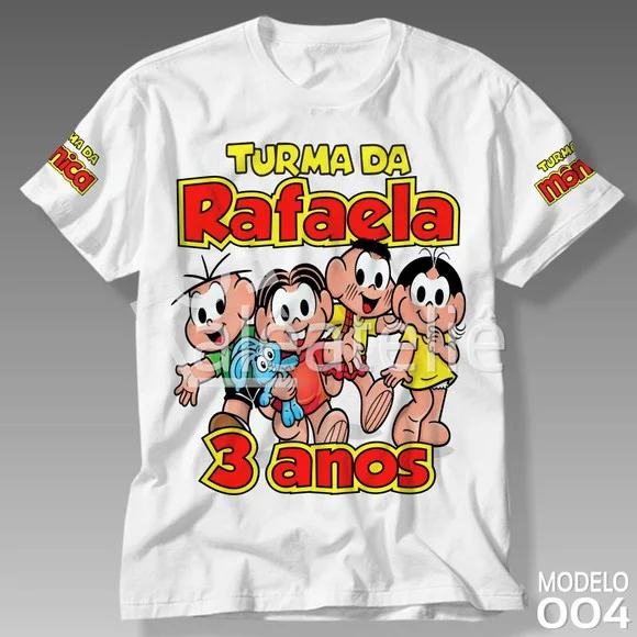 Camiseta Turma da Mônica Infantil Personalizada com Nome
