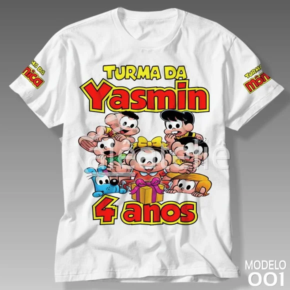 Camiseta Turma da Mônica Infantil Personalizada com Nome