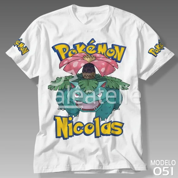 Camiseta Venusaur Pokemon Festa Infantil Adulo Personalizada