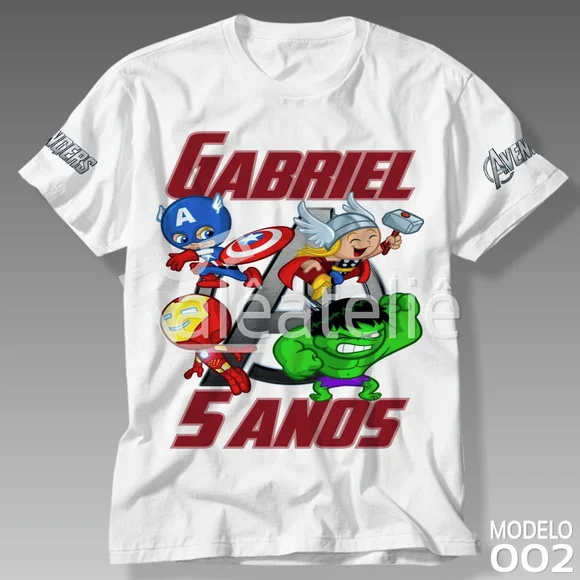 Camiseta Vingadores Avengers Cute Infantil Personalizada